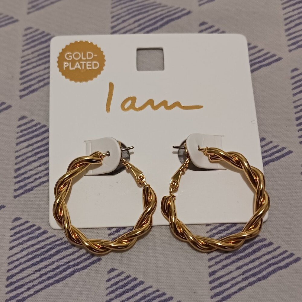 I Am Fashion Jewelry Gold Plated Thick Twisted Rope Chunky Hoop Earrings